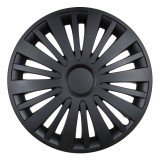 Capac roata Leoplast Vegas 14 inch negru mat pentru jante din otel, reglare a inelului pentru potrivire, rezistent la impact si intemperii