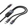 Cablu Date si Incarcare USB-C - Lightning / USB-C HOCO U139 2in1, 100W, 1.2m, Negru, Apple