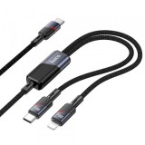 Cablu Date si Incarcare USB-C - Lightning / USB-C HOCO U139 2in1, 100W, 1.2m, Negru, Apple