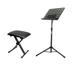 Scaun pian si Stativ Partitura, Trepied Suport caiet note + Taburet foto