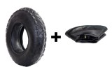 Set cauciuc + camera roaba - 4.00-8 (mixt) - 6PR dungi rosu + albastru PowerTool TopQuality
