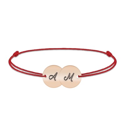 Penny - Bratara personalizata snur doi banuti din argint 925 placat cu aur roz foto