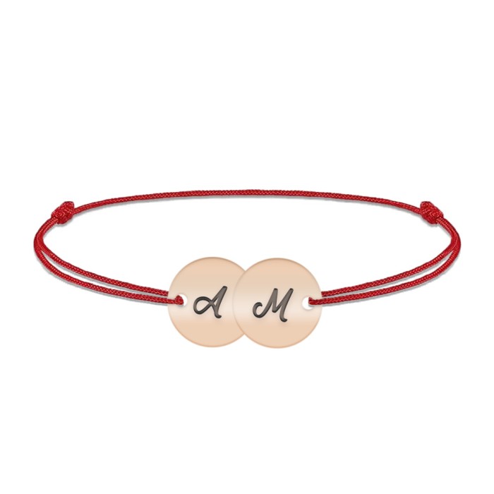 Penny - Bratara personalizata snur doi banuti din argint 925 placat cu aur roz