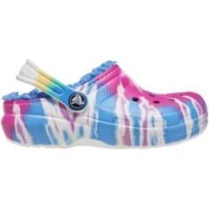 Saboți Crocs Kids&#039; Classic Lined Tie-Dye Graphic Clog Multicolor - Powder Blue/Multi