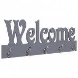 vidaXL Cuier de perete WELCOME, gri, 74 x 29,5 cm 284248