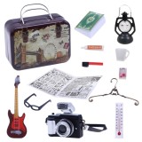 Cumpara ieftin Set de accesorii in miniatura pentru casuta de papusi, format din pasta si periuta de dinti, lampa, aparat foto, chitara, carte, ochelari, ziar, sapun, Oem