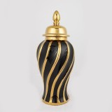 Cumpara ieftin Vaza din ceramica Black Gold cu capac