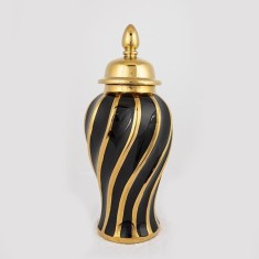 Vaza din ceramica Black Gold cu capac