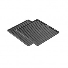 Placi plate pentru grill electric deluxe, 29 x 26 cm, anti aderente, Negru