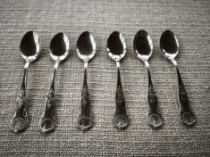 Set 6 lingurite placate argint, vintage