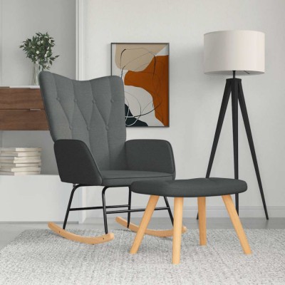 vidaXL Scaun balansoar cu taburet, gri &amp;icirc;nchis, textil 327623 foto