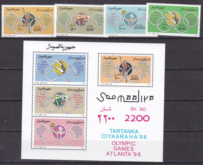 Somalia 1996 sport olimpiada MI 592-595 + bl.38 MNH