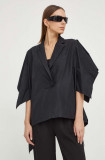 Cumpara ieftin MMC STUDIO bluza femei, culoarea negru, neted