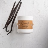 Lumanare parfumata handmade din ceara naturala de soia 100%, aroma Vanilie neagra, Recipient ceramic alb, 150 g