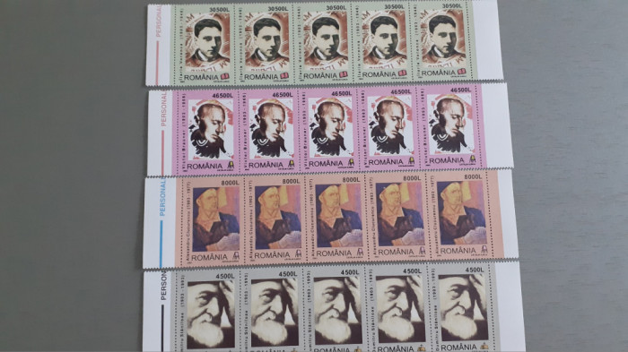 LP 1604-PERSONALITATI-STREIF DE 5 SERII-MNH