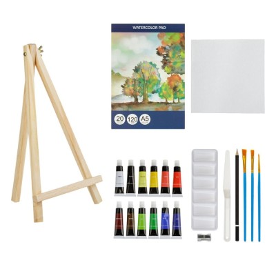Set Pictură, Acrilic, 42 Piese, Multicolor, șevalet Lemn, Accesorii Pictură foto