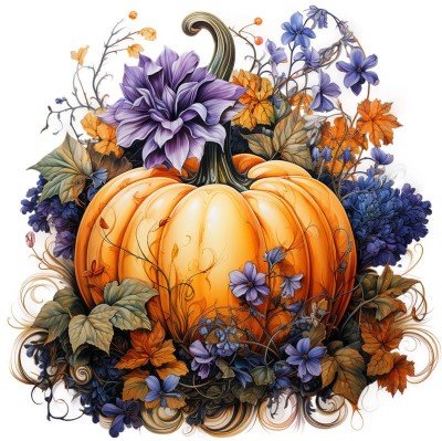 Sticker decorativ, Dovleac, Portocaliu, 60 cm, 1322STK-1 foto
