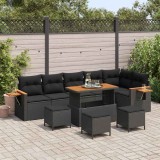 VidaXL Set de canapele pentru grădină 10 pcs Negru 110 x 55 x 71 cm