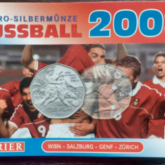 MONEDA DIN ARGINT AUSTRIA - 5 EURO 2008, MONEDA UNC IN BLISTER- C.E. FOTBAL 2008