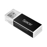 CARD READER extern SPACER SPCR-658 interfata USB 2.0 citeste scrie SD microSD XS SM plastic negru