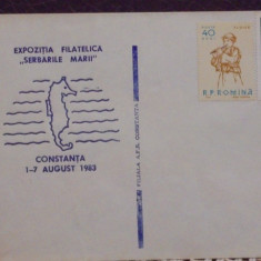 ROM.- PLIC EXPOZITIA FILATELICA SERBARILE MARII, 7 08 1983 -NECIRCULAT, TIMBRAT