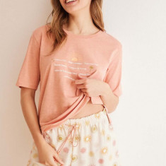 women'secret pijamale de bumbac WEEKLY SUNSHINE culoarea roz, bumbac, 3597371