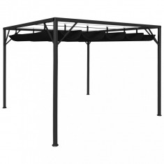 Pavilion de grădină cu acoperiș retractabil, antracit, 3 x 3 m