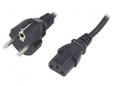 Cablu electric 3x0,75mm2 CEE 7/7 cu mufă IEC C13 mamă PVC 1,8m foto