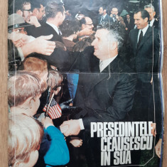 Revista veche comunista propaganda Presedintele Ceausescu in SUA Nixon vizita