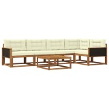 vidaXL Set de canapele de exterior cu pernă 6 pcs Natural și Crem 3382573