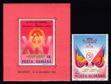 ROMANIA 1989 LP 1231 LP 1232 AL XIV-lea CONGRES AL PARTIDULUI COMUNIST ROMAN SERIE+COLITA DANTELATA STARE MNH