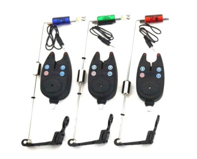 Set 3 senzori/avertizori pescuit cu 3 swingere cu led foto