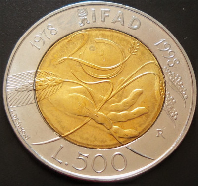 Moneda FAO COMEMORATIVA 500 LIRE - ITALIA, anul 1998 *cod 231 foto