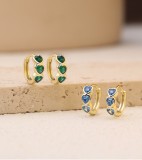 Cumpara ieftin Cercei Din Argint 925 Gold Emerald Triple Heart Hoops