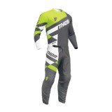 Costum Motocross/Enduro Thor Sector Checker gri/verde fluorescent