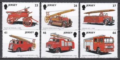 Jersey 2001 - Centenarul Departamentului de Pompieri din St. Helier - Autospeciale de Pompieri, MNH foto