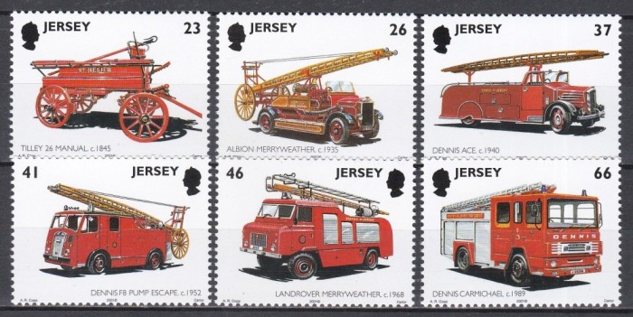 Jersey 2001 - Centenarul Departamentului de Pompieri din St. Helier - Autospeciale de Pompieri, MNH