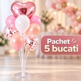 Cumpara ieftin Standuri aranjament baloane, 7 tije fiecare, inaltime 70 cm, ABS transparent, set 5 bucati