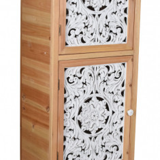 Cabinet turn Boho Style din lemn masiv natur cu decoratiuni albe VIC603