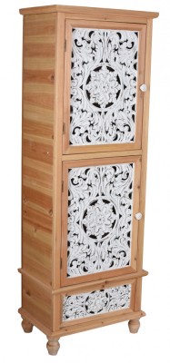 Cabinet turn Boho Style din lemn masiv natur cu decoratiuni albe VIC603 foto