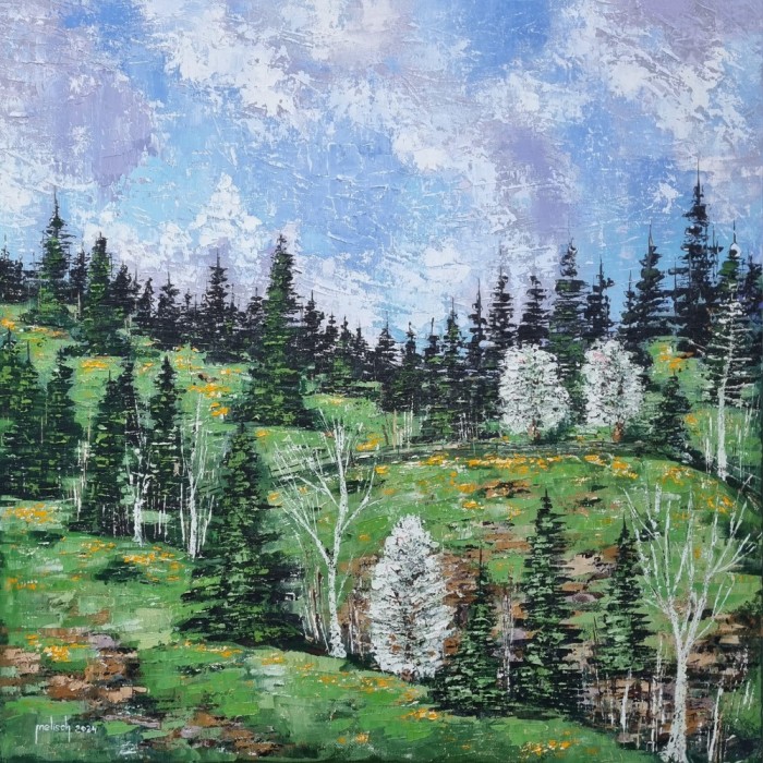PRIMĂVARĂ &Icirc;N BUCOVINA - pictură &icirc;n ulei