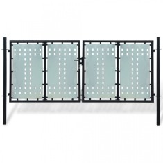 Poarta dubla neagra pentru gard 300 x 175 cm foto