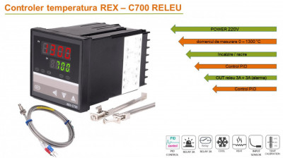 Termostat electronic Controler temperatura PID 0-400 REX C700 MAN foto