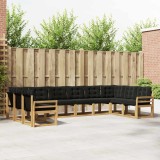vidaXL Set de canapele de exterior cu pernă 10 pcs Alb și negru 3389910