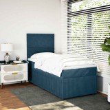 vidaXL Pat box spring cu saltea, albastru, 90x190 cm, catifea 3294512