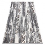 Covor NOBLE modern 9732 47 Herringbone vintage - structural pe două nivele de l&acirc;nă gri / beige, 80x150 cm, Dreptunghi, Lana