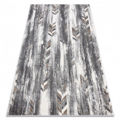 Covor NOBLE modern 9732 47 Herringbone vintage - structural pe două nivele de lână gri / beige, 120x170 cm