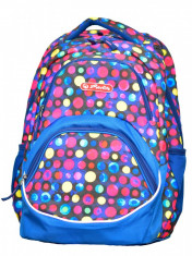 Rucsac Herlitz Rocky, motiv doua compartimente, compartiment pentru Laptop, Motiv Colorful Dots foto