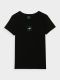 Tricou unicolor din bumbac organic pentru fete - negru, 4F Sportswear