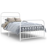 Cumpara ieftin Cadru de pat metalic cu tablie de cap/picioare, alb, 100x190 cm